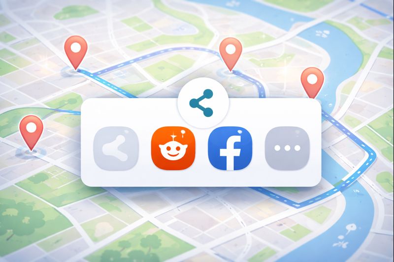 Google Maps Updates Share Buttons, Replacing X With Reddit and Facebook