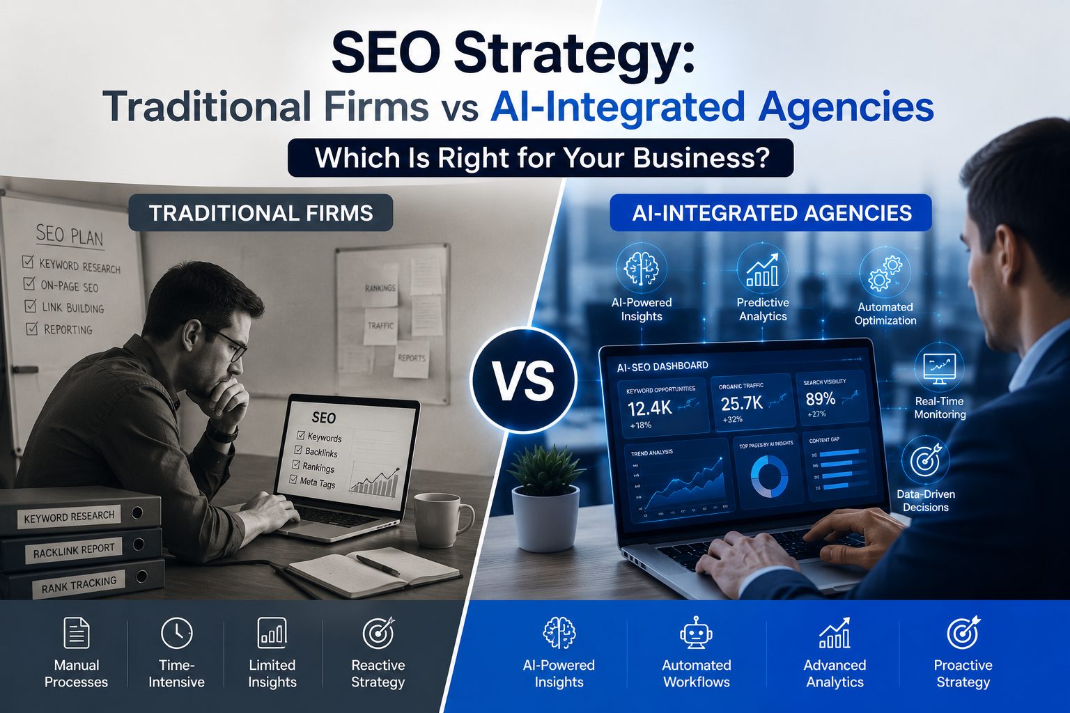 SEO Strategy Traditional Firms vs AI-Integrated Agencies — Which Is Right for Your Business